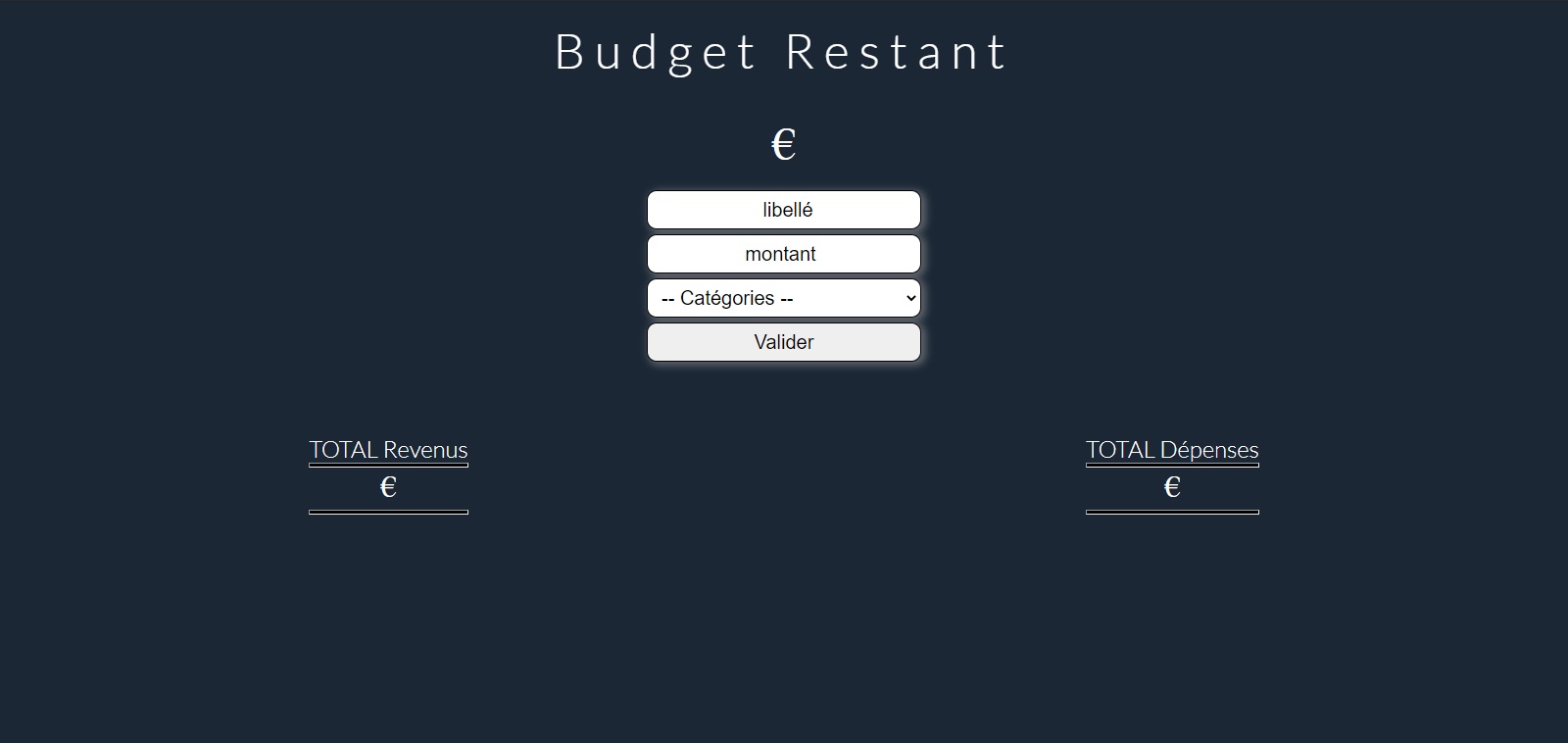 Projet Gestion Budget